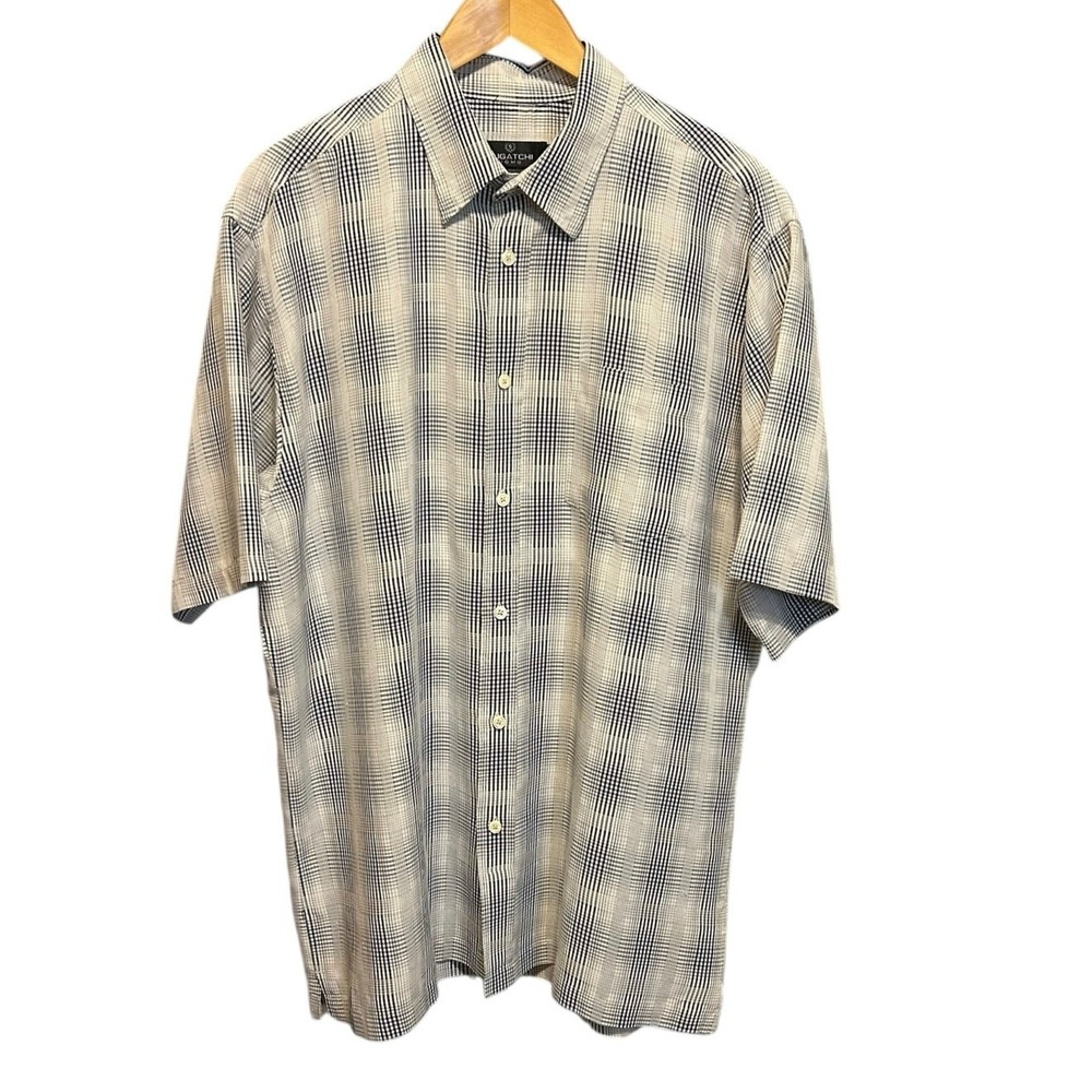 Bugatchi Uomo Mens XL Shirt Micro Check Button Front Comfort Stretch Travel